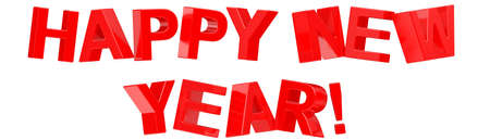 3d Happy New Year text on white backgroundの写真素材