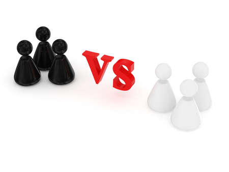 3D rendered image of black and white peoples competitionの写真素材