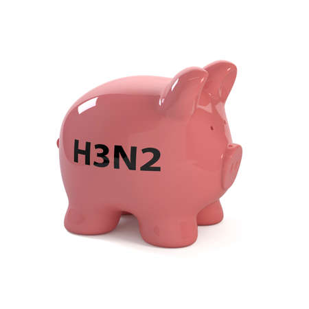 3d render of swine flu h3n2 on white backgroundの写真素材