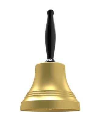 3d renderof gold bell on a white background の写真素材