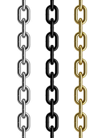 3d render of three type of chain material on white