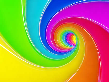 3d render of rainbow colorful spiral backgroundの写真素材
