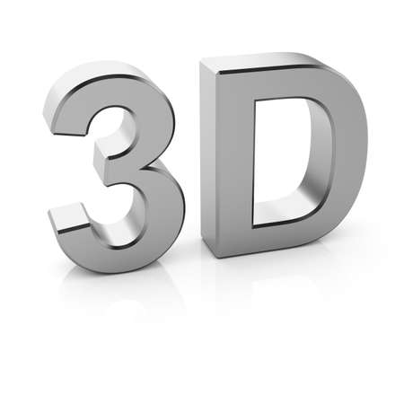 3d render of chrome 3D text with reflection on white backgroundの写真素材