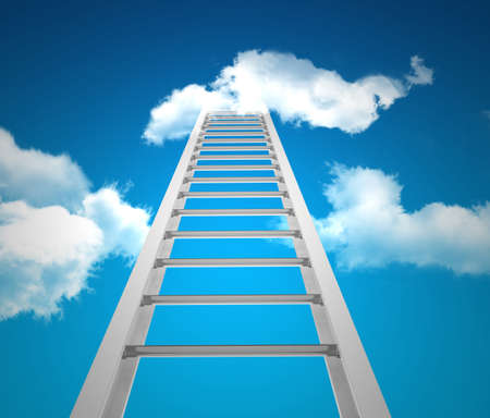 3d render of ladder in the skyの写真素材