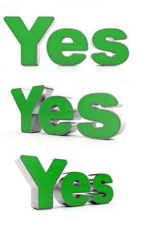 3d illustration of different views Yes signの写真素材