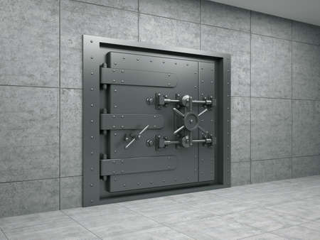 3d illustration of banking metallic doorの写真素材