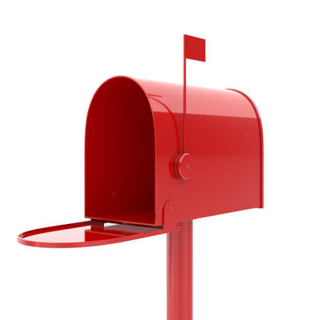 3d illustration of opened red mailbox