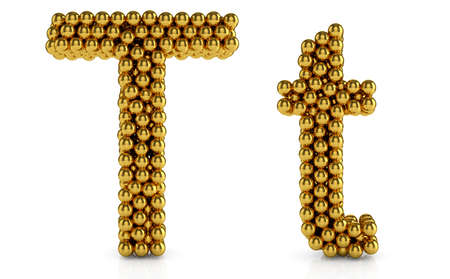 3d illustration of golden alphabet isolated on white background