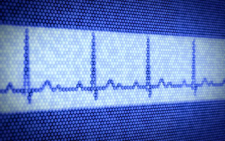 3d illustration of heartbeat on computer screenの写真素材
