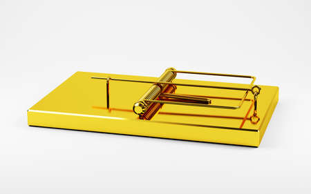 3d illustration of golden trapの写真素材