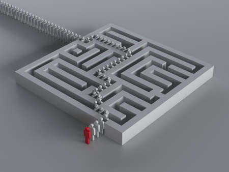 3d render of maze with leadership  Conceptual illustration