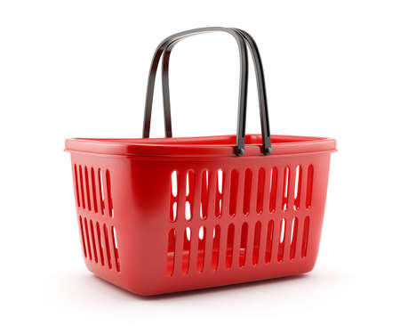 3d illustration of shopping basket isolated on white backgroundの写真素材