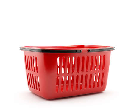 3d illustration of shopping basket isolated on white backgroundの写真素材