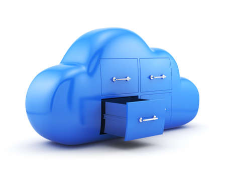 3d render of cloud storage concept. Isolated on white background
