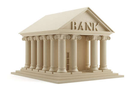 3d render of bank icon isolated on white backgroundの写真素材