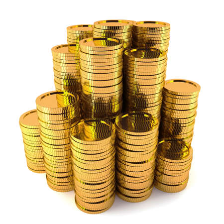 3d render of gold coin stack isolated