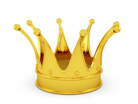 3d render of gold crown isolated on white backgroundの写真素材