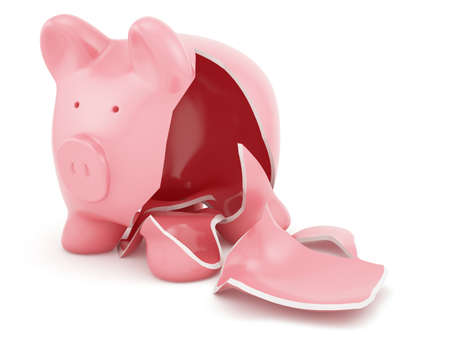 3d render of empty broken piggy bank