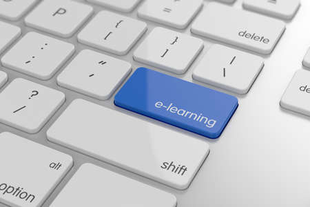 E-learning button on keyboard with soft focus の写真素材