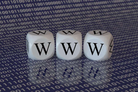 3d illustration of www box concept on blue backgroundの写真素材