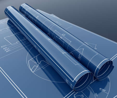 3d render of technology project blueprint