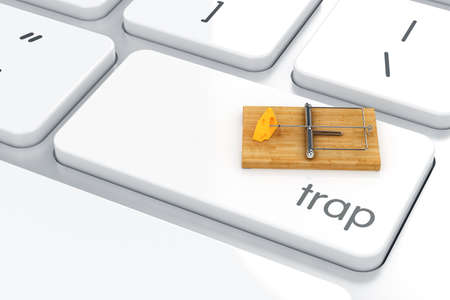 3d render of Enter button with mouse trap. Safety concept の写真素材