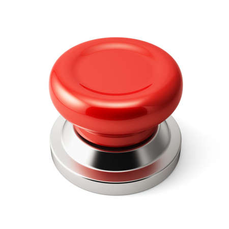 3d render of red push button. Isolated on white 