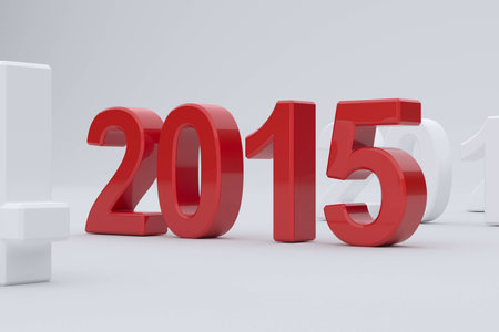 3d illustration of 2015 year on white background. Soft focusの写真素材