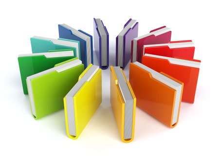 3d render of colorful folders set isolated on white background