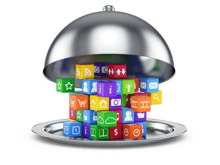 3d illustration of cloch software concept. Isolated on white backgroundの写真素材