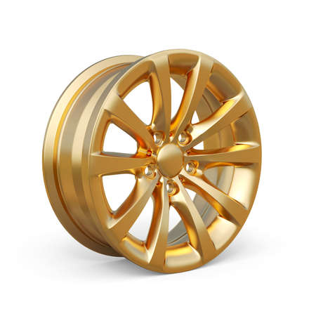 3d rendering of an golden alloy rim isolated on white backgroundの写真素材