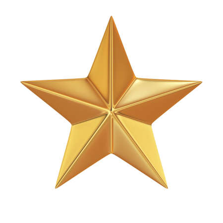 3d render of golden star isolated on white background