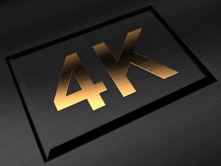 4k ultra hdtv television golden symbol on black backgroundの写真素材