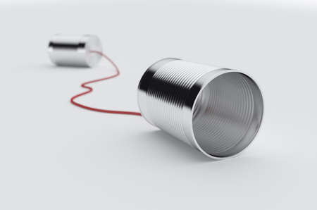 3d rendering of phone can with red cable. Soft focus imageの写真素材
