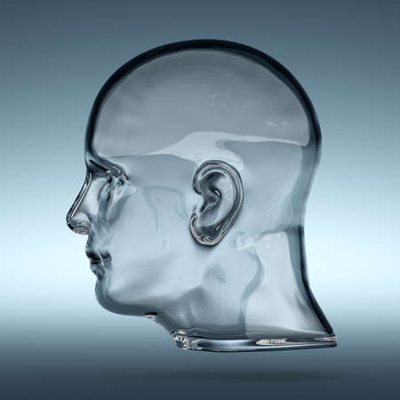 3d rendering of empty glass transparent human headの写真素材