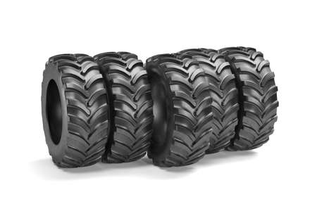 Tractor tyres isolated on white background. 3d rendering illustration