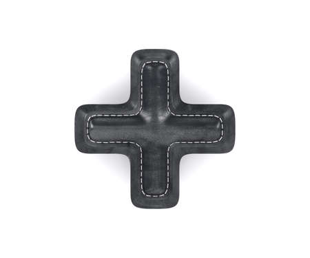 Digit number alphabet black leather skin texture plus sum sing mark letter . 3d rendering...