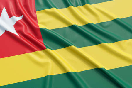 Togo flag. Wavy fabric high detailed texture. 3d illustration renderingの写真素材