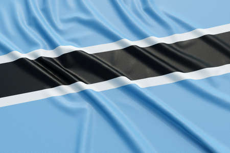 Botswana flag. Wavy fabric high detailed texture. 3d illustration renderingの写真素材