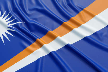 Marshall Islands flag. Wavy fabric high detailed texture. 3d illustration renderingの写真素材