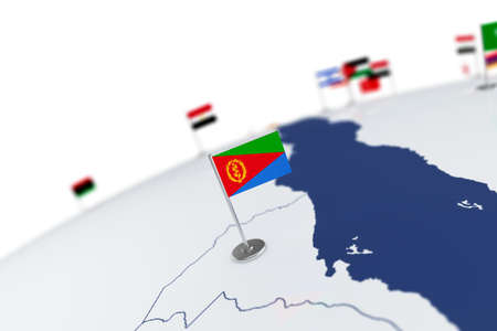 Eritrea flag. Wavy fabric high detailed texture. 3d illustration renderingの写真素材
