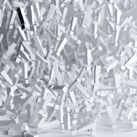 Exclamation marks abstract background. 3d rendering illustration