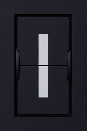 Airport mechanical flip board panel font.  Front view white ABC capital alphabet character letter I on dark background. 3d rendering illustrationの写真素材