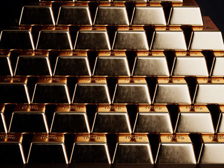 Gold bars background. 3d rendering illustrationの写真素材
