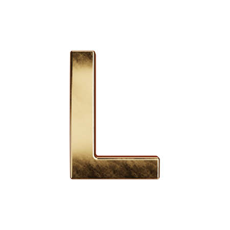 3d render of golden alphabet letter simbol - L. Isolated on white backgroundの写真素材