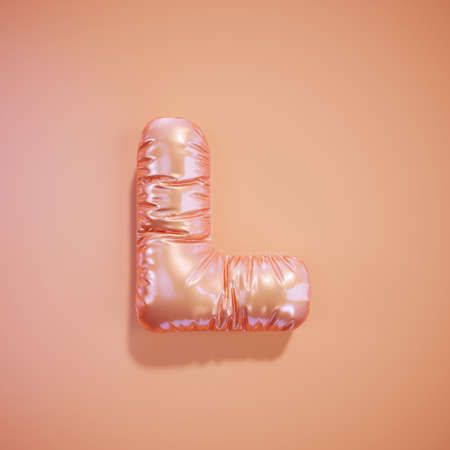 English alphabet pink balloon letter font text character L on light pink white background. Valentines holidays and education concept. 3d rendering illustrationの写真素材