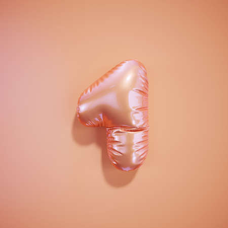 English alphabet pink balloon digit font number character 1 one on light pink background. Valentine holidays and education concept. 3d rendering illustrationの写真素材