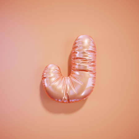 English alphabet pink balloon letter font text character J on light pink white background. Valentines holidays and education concept. 3d rendering illustrationの写真素材