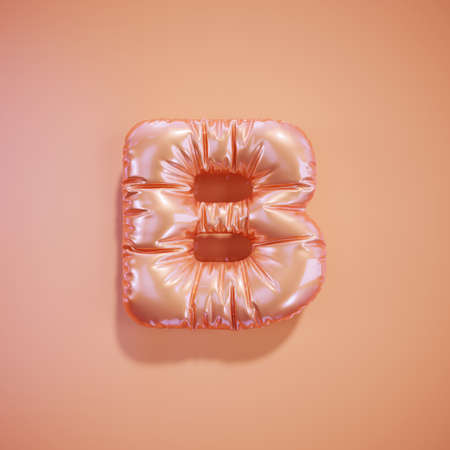 English alphabet pink balloon letter font text character B on light pink white background. Valentines holidays and education concept. 3d rendering illustrationの写真素材