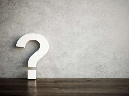 Question white icons in modern interior. 3d rendering illustration